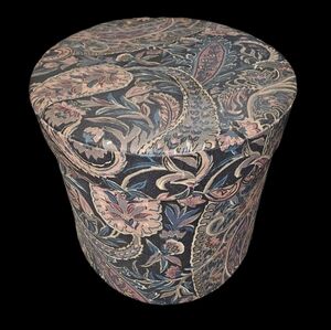 Hat/Trinket Box in Purple Flower Paisley Pattern 6" deep, 10" long and 7.5" wide